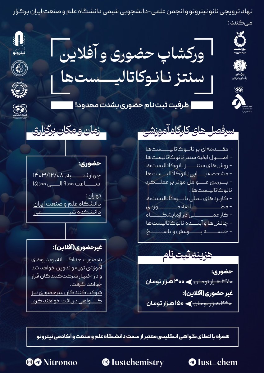 ورکشاپ مشخصه‌یابی و سنتز نانوکاتالیست‌ها (تئوری و عملی)
